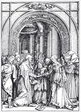 Picture cycle From the Life of the Virgin, the Marriage of the Virgin, woodcut by Albrecht Dürer,