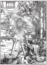 Picture cycle The Apocalypse, John devours the book, woodcut by Albrecht Dürer, historical, digital