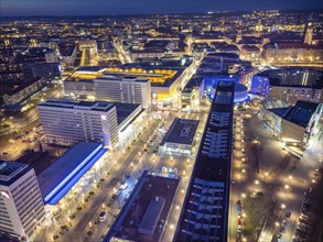 Prager Strasse and St. Petersburger Strasse, with the Prager Spitze, the Pullmann Hotel, the