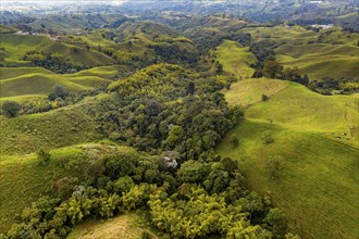 Aerial of the Unesco site coffee cultural landscape, Filandia, Colombia, South America