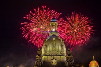 Fireworks at the Church of Our Lady for the Dresden City Festival