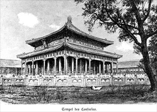 Temple of Confucius, Beijing, Beijing, temple complex, columns, pagoda, roofs, tree, ornamentation,