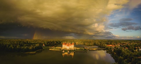 Moritzburg baroque palace with stormy sky