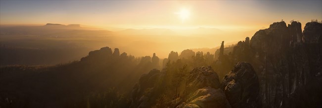 Schrammsteine in Saxon Switzerland, sunset