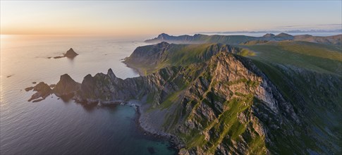 Rocky coast, fjords and mountains, Matinden mountain, Bleik, Andoya island, Vesteralen archipelago,