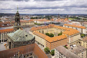 View from the Town Hall Tower over the inner Old Town to the Kreuzkirche and the Altmarkt (Old