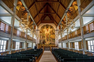 Interior of Christianskirkjan (Christian's Church), modern church building, KlaksvÃ­k, Faroe