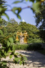 The Mozart Fountain is a fountain in the Bürgerwiese landscape garden in the