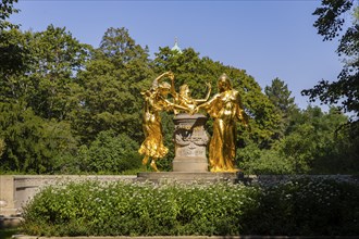 The Mozart Fountain is a fountain in the Bürgerwiese landscape garden in the