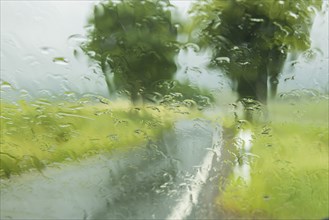 Rain seen through a pane