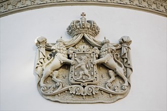 Coat of arms of the Dukes of Nassau at the City Palace, state capital Wiesbaden, Hesse, Germany,