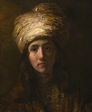 Young Man in a Turban, Painting probably by Rembrandt van Rijn (1606) (1669), Historic, digitally