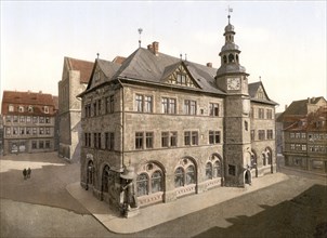 The Town Hall of Nordhausen in Thuringia, Historic, digitally enhanced reproduction of a