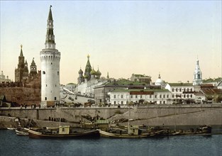 General view of the Kremlin, Moscow, Russia, c. 1890, Historic, digitally enhanced reproduction of