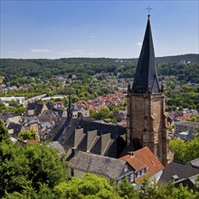 Elevated view of the Lutheran Parish Church of St. Mary, also known as the Stadtpfarrkirche,