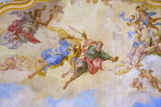 St. Peter, St. Paul with swords, in heaven, ceiling fresco, Church of St. Peter and Paul,