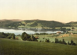 Lake Titisee in the Black Forest, Baden-Württemberg, Historic, digitally enhanced reproduction of a