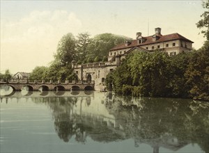 Pyrmont Castle, Bad Pyrmont, Lower Saxony, Historic, digitally enhanced reproduction of a