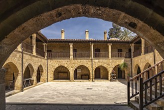 Inner courtyard of the Kumarcilar Hani Caravanserai in North Nicosia or Lefkosa, Turkish Republic