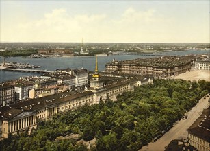 The Admiralty, St. Petersburg, Russia, circa 1890, Historic, digitally enhanced reproduction of a