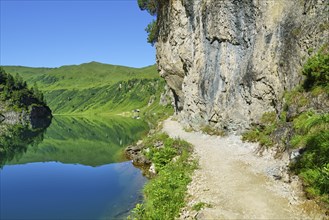 Hiking trail at Tappenkarsee, mountain lake, landscape conservation area, Radstätter Tauern,