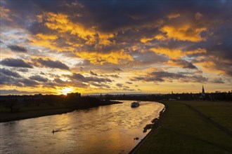 Sunset on the Waldschlösschen Bridge in Dresden