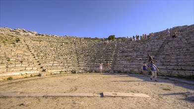 Evening light, Roman amphitheatre, few visitors, Segesta, Ancient site, Archaeological site, Doric,