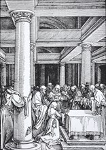 Picture cycle From the Life of the Virgin, depicting Christ in the Temple, woodcut by Albrecht