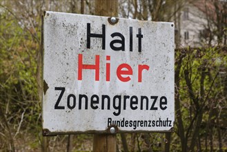 Sign, Stop Here Zone Border, Braunlage, Harz, Lower Saxony, Germany, Europe