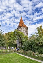 Tiergärtnertorturm, Burggarten, Kaiserburg, in autumn, Nuremberg, Middle Franconia, Bavaria,