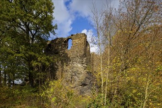 Kempe Castle is the ruin of a late medieval rock castle on a slate cliff directly above the