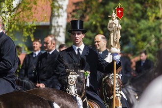 Easter riding procession in Crostwitz, Easter riding in Lusatia. Procession from Crostwitz to