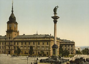 The Royal Castle in Warsaw, Poland, c. 1890, Historic, digitally enhanced reproduction of a