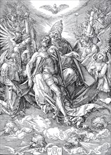 The Trinity, the Throne of Grace, woodcut by Albrecht Dürer, historical, digital improved