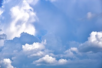 A thunderstorm front with (cumulus) and cumulo nimbus clouds, Bavaria, Germany, Europe