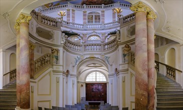 Baroque staircase, Wurzach Castle, Bad Wurzach, Upper Swabia, Swabia, Baden-Württemberg, Germany,