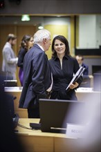 (R-L) Annalena Bärbock, Federal Minister for Foreign Affairs, recorded in conversation with Josep