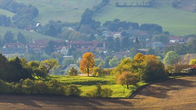 Autumnal field landscape near Possendorf in the Eastern Ore Mountains