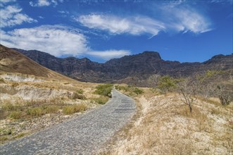 Road through rocky landscape. San Antao. Cabo Verde. Africa