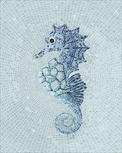 Blue seahorse mosaic, vector illustration