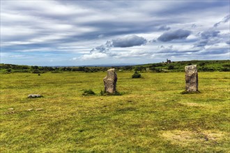 The Hurlers, Menhirs, Bronze Age Megaliths, Minions, Bodmin Moor, Cornwall, England, Great Britain