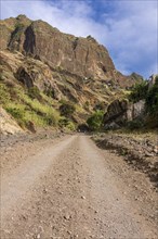 Road through rocky landscape. San Antao. Cabo Verde. Africa