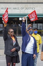 Detroit, Michigan, Family and friends of prisoners they say were wrongfully convicted rally outside