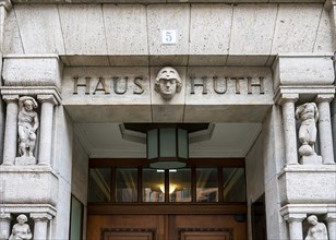 Entrance portal, Haus Huth, Potsdamer Platz, Berlin, Germany, Europe