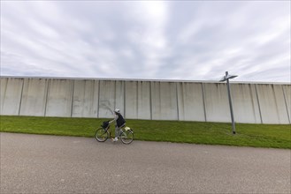 Stammheim Prison, JVA, exterior view of the maximum security prison with prison wall, Stuttgart,