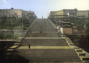 Richelieu Stair, Staircase in Odessa, Russia, Ukraine, c. 1890, Historic, digitally enhanced