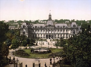 City Hall, Le Havre, France, c. 1890, Historic, digitally enhanced reproduction of a photochrome