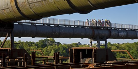 Group on the skywalk of the former Phoenix West industrial plant, Dortmund, Ruhr area, North