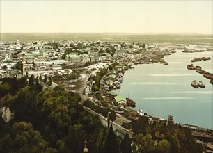 View of Podol I, Kiev, Russia, Ukraine, c. 1890, Historic, digitally enhanced reproduction of a