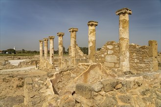 Colonnade at the House of Theseus in the Paphos Archaeological Park, Cyprus, Europe